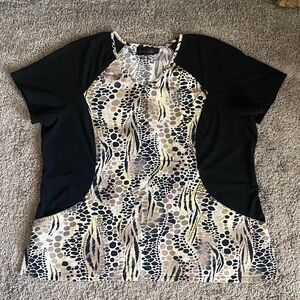 Baby Phat Black and Animal Print health care Scrub Top